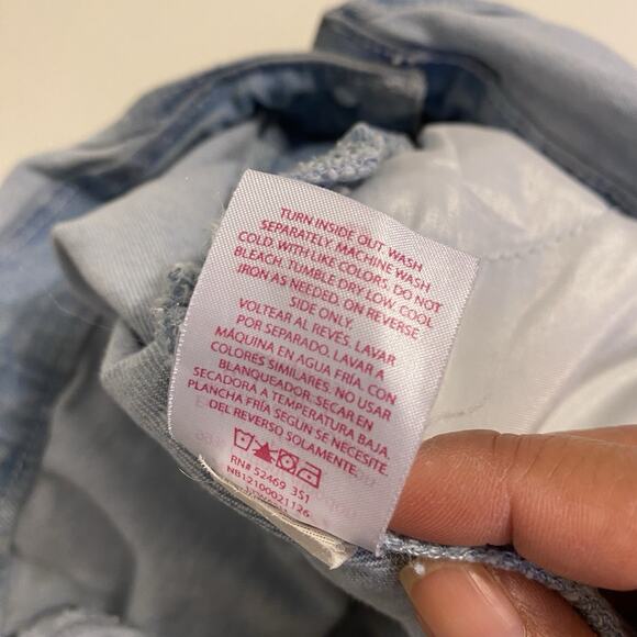 Y2K No Boundaries BlueDenim Bib Overall Shorts Girl Women Junior XL Embroidery - Picture 4 of 8